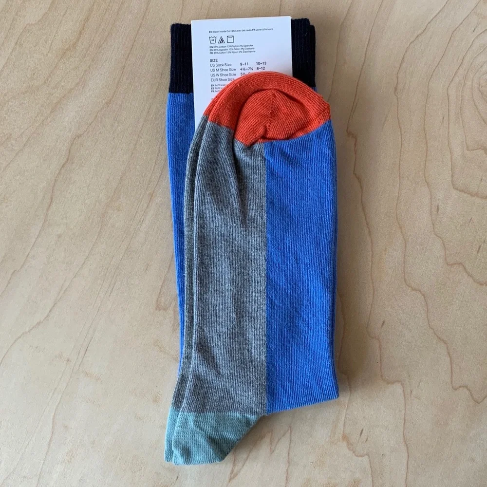 Happy Socks 🧦 The Color Block Socks Blue Gray NEW - Picture 7 of 8